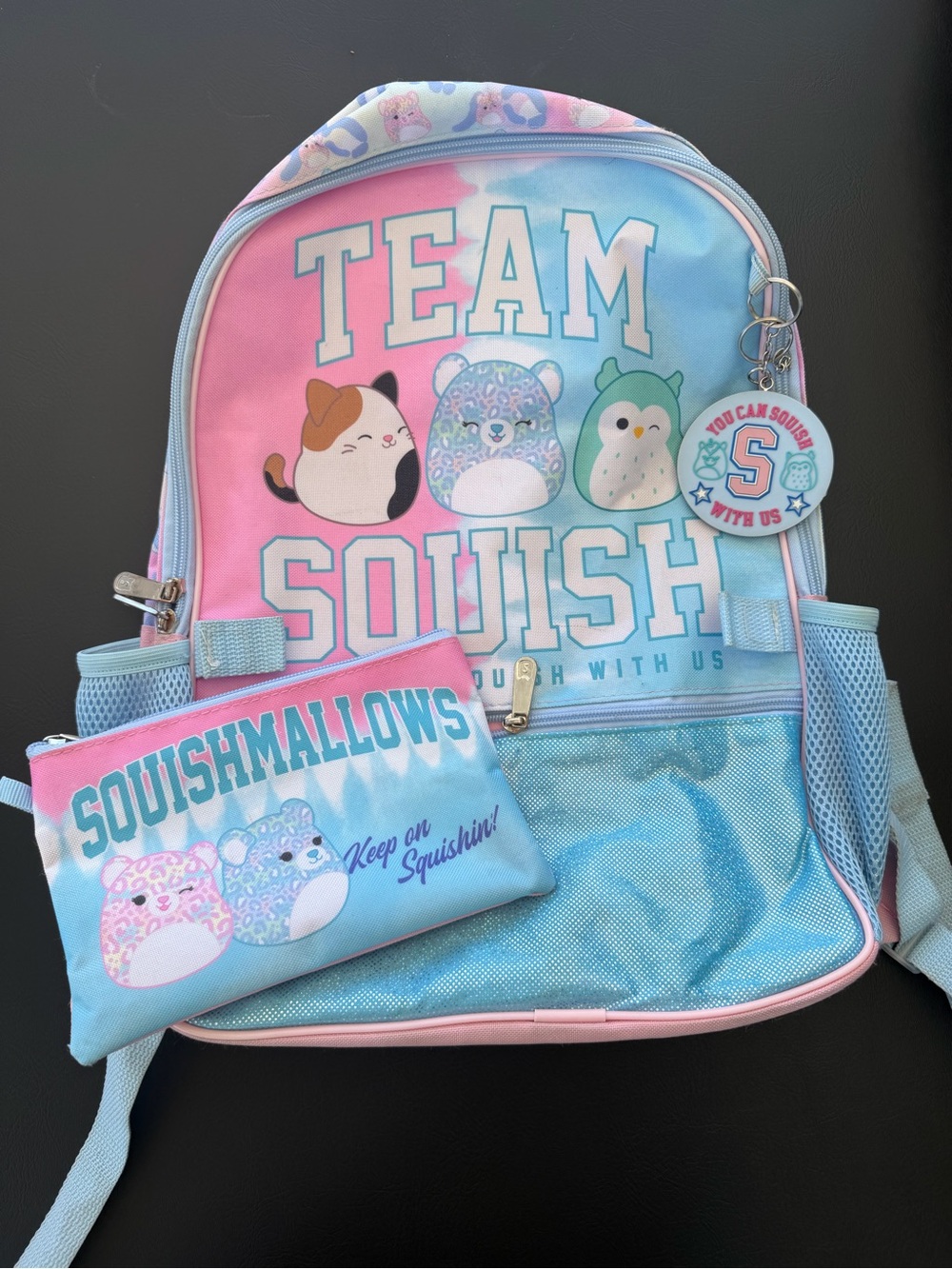 Squishmallows Kids Backpack & Pencil Pouch - Pink, Blue, White